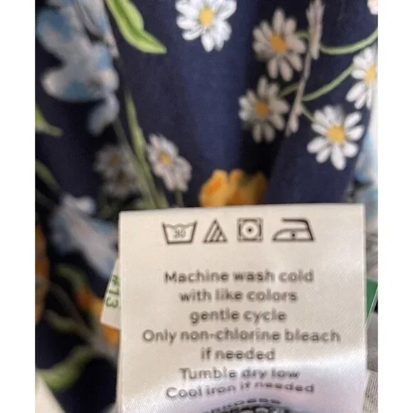 Draper James Dress Womens Size Large Blue Floral Garden Stretch Ruffle - Picture 8 of 9